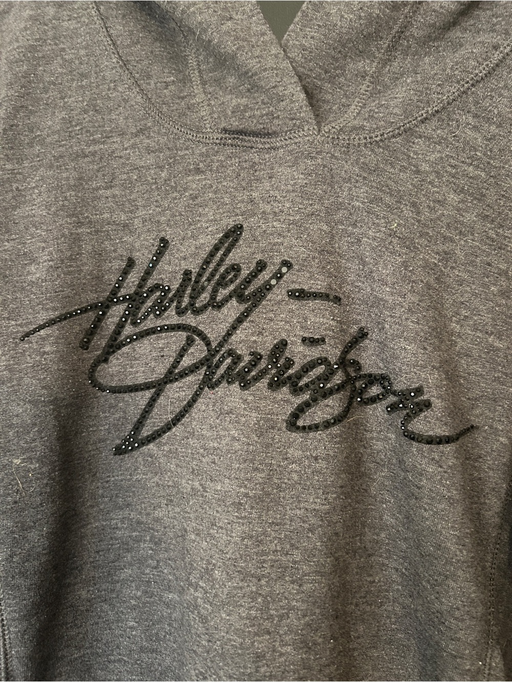 Harley-Davidson Women’s Gray Hoodie with Crystal Script Logo